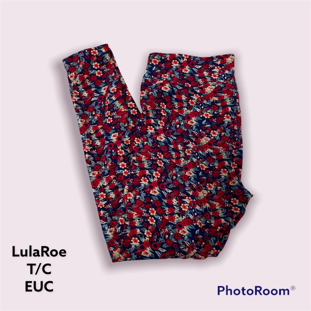 LulaRoe leggings TC EUC red white & blue